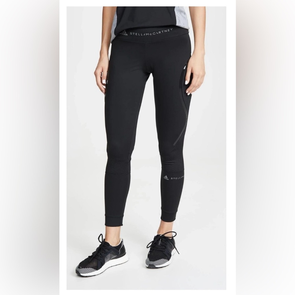Adidas Stella McCartney Performance Essentials Mesh-Inset Leggings - Black